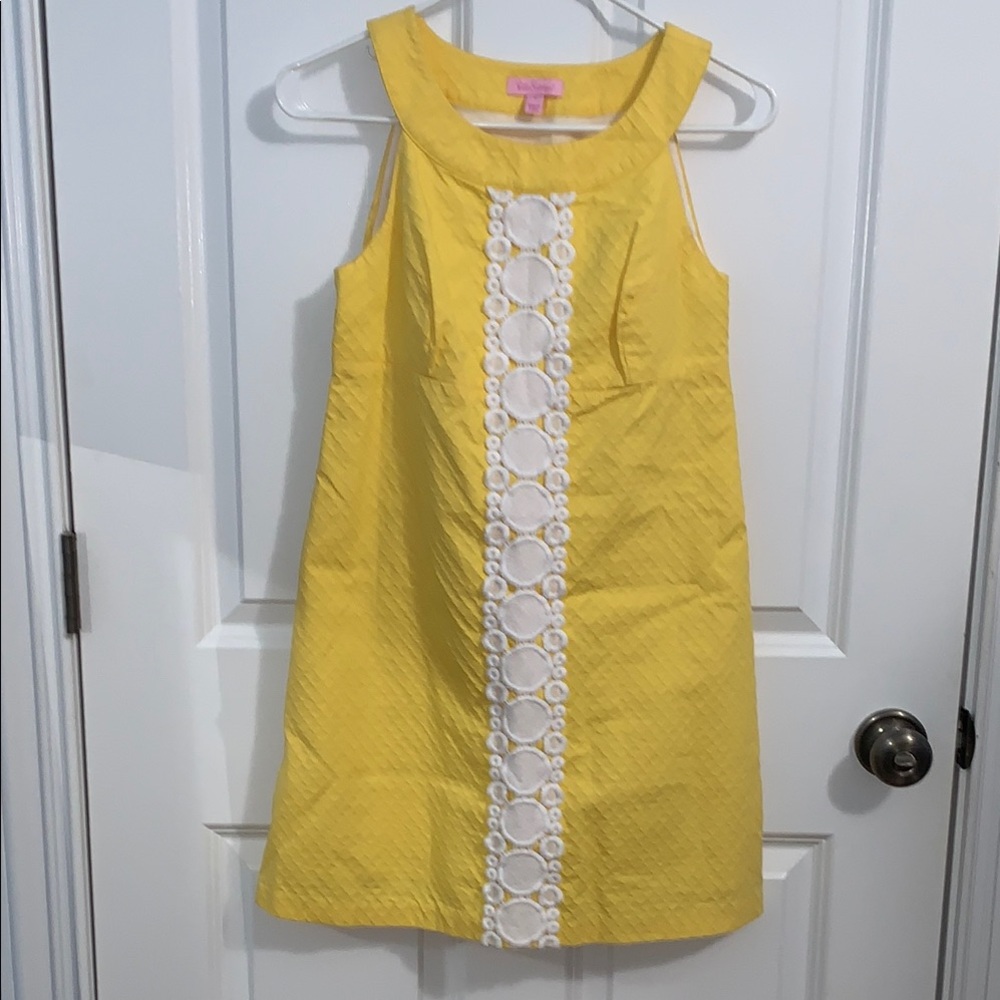 Lilly Pulitzer Yellow Sheath Dress Halter Neckline Casual